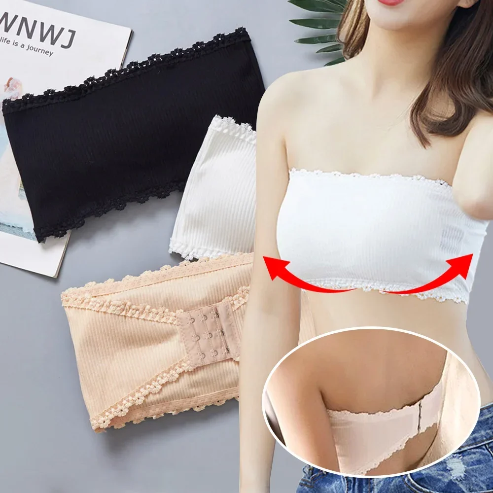 One-Piece Seamless Tube Tops Women Strapless Invisible Bra Lingerie Push Up Padded Bustier Bandeau Breathable Bralette Underwear