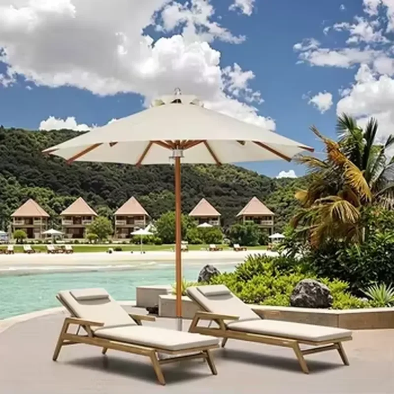 Customized Outdoor Aluminum Umbrella Coated Center Pole Foldable Parasol 360 Degree Rotating Eco-Friendly Park Restaurant