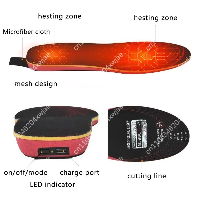 Electric Thermal Insoles with Remote Control 3 Gear Adjustable Heat Rechargeable Foot Warmers Winter Shoe Insert