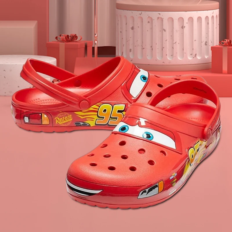 Cartoon anime Aoger Disney Lightning Mcqueen Cute Outdoor slippers Car waterproof Anti slip beach shoes casual garden slippers