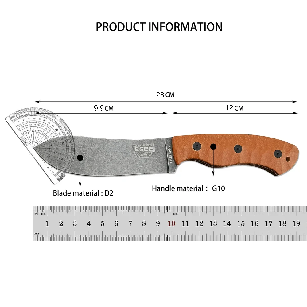 ESEE JG5 Hunting Full Tang Fixed Blade Outdoor Camping Jungle Knife D2 Blade G10 Handle Tactical Survival Knife