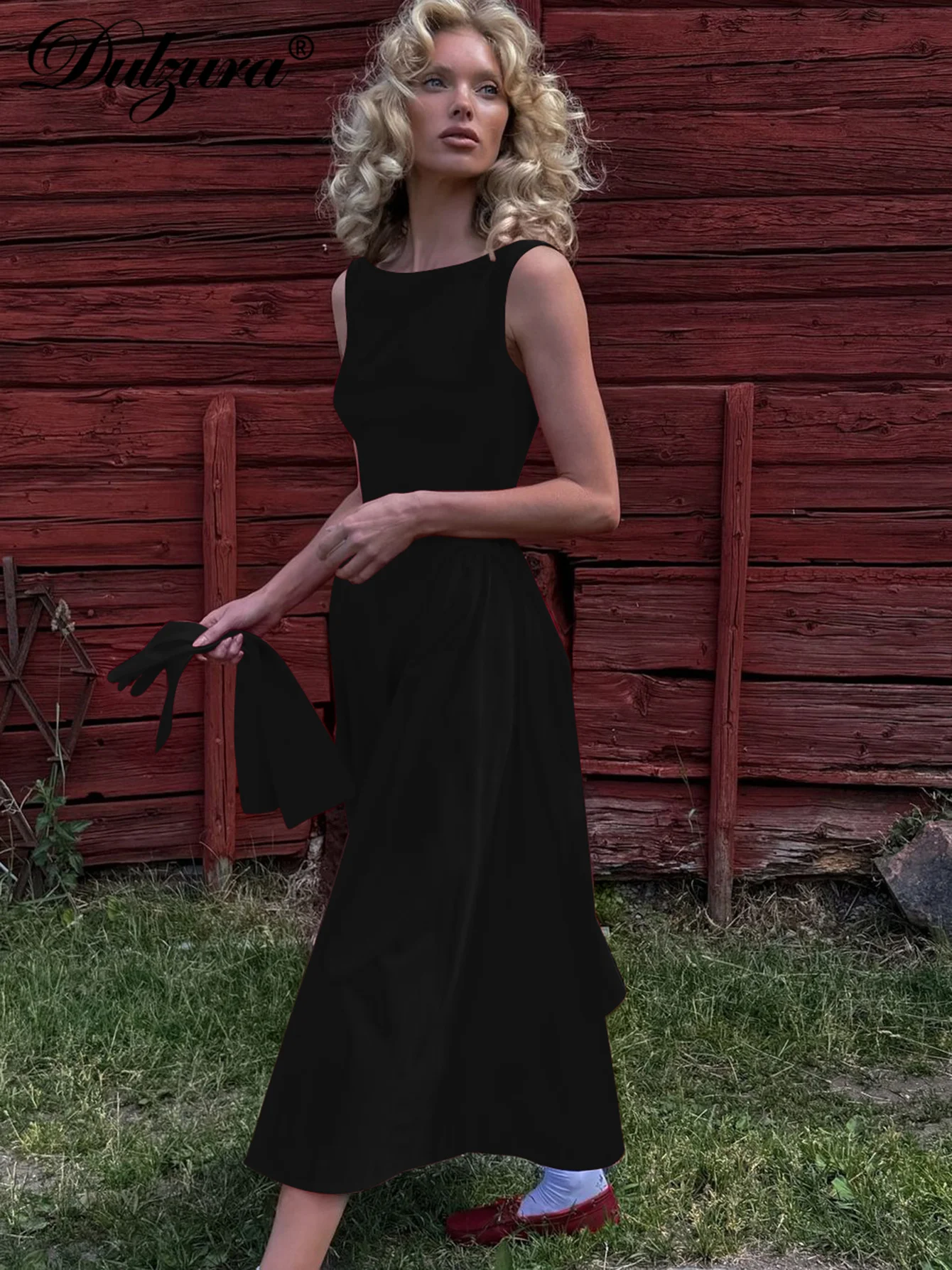 Robe mi-longue tactique Zura O-Neck FibZipper A-Line, tenue décontractée élégante, monochromatique, sexy, streetwear de club de fête, automne, hiver