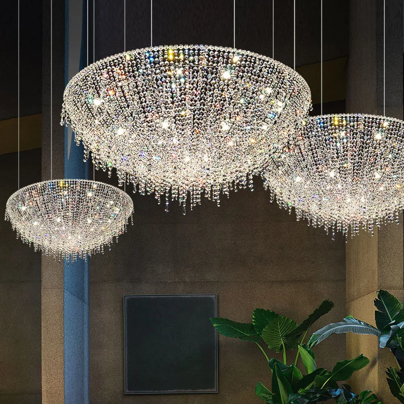 Modern Luxury Crystal Chandelier For Dining Room Decor Creative Round Hanging Lamp Living Room Luster Bedroom LED Light Fixtures