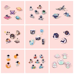 Star Sky Galaxy Astronaut Enamel Pins Romantic Universe Adventure Space Metal Cartoon Badges Bag Hat Lapel Brooches Jewelry Gift