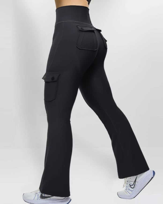 

Butt Lifting Leggings High Waist Tummy Control Flared Active Pants with Flap Pockets