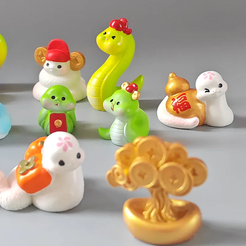 6~16 PCS Christmas New Year Snake Figurine Diy Home Kawaii Room Decor Miniature Fairy Garden Decor Accessories New Year Gift