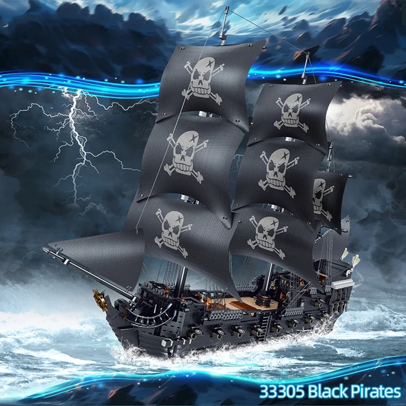 

3839 шт., пиратский корабль с черным жемчугом, строительные блоки, модель корабля-призрака в сборе, кирпичные игрушки, украшение для рабочего стола, детские праздничные подарки