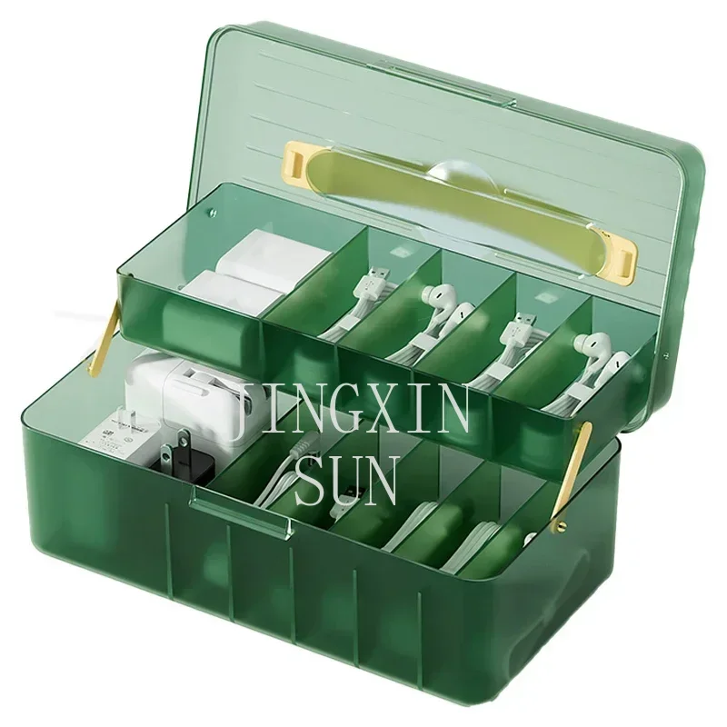 Management Box Double-Layer Organizer Case Partitioned Wire Holder Dustproof Storage Container Durable Impact-Proof Holder
