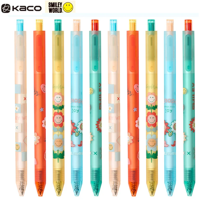 

KACO PURE SMILEYWORLD Retractable Gel Pens,Premium Glides Effortlessly 0.5mm Fast-Drying Cute Signing stylo 800M Writing Length