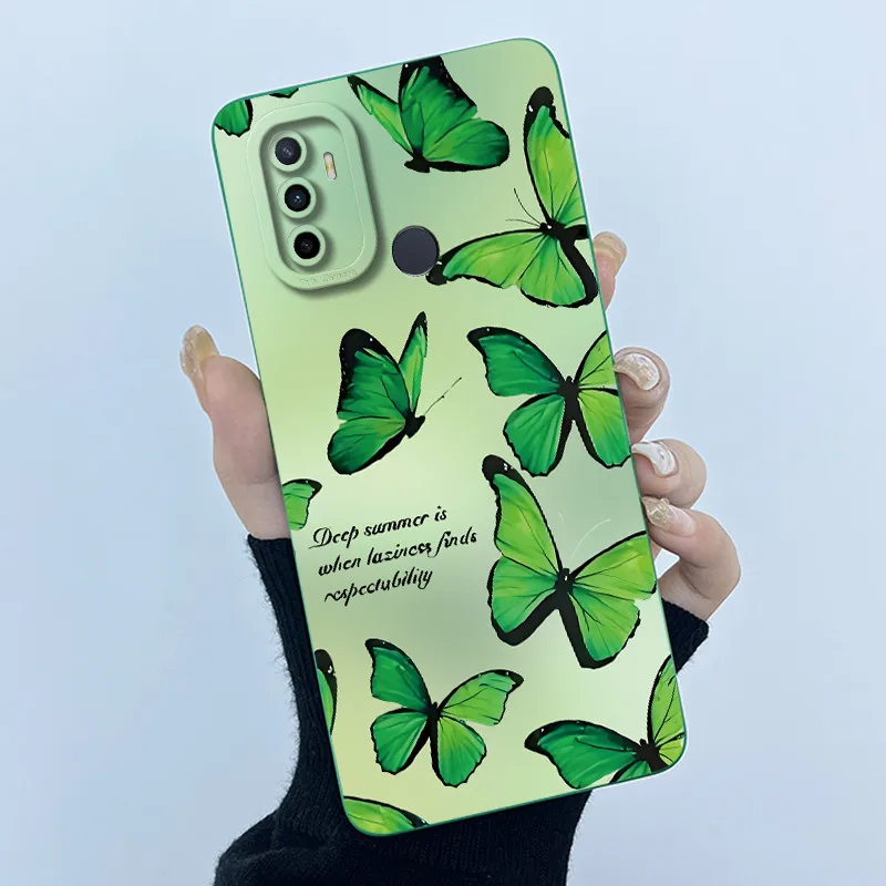 حافظة لهاتف OPPO A53 A53S CPH2127 CPH2135 البساطة الأزهار السائل سيليكون للصدمات الغطاء الخلفي الواقي لـ OPPO A 53 Fundas