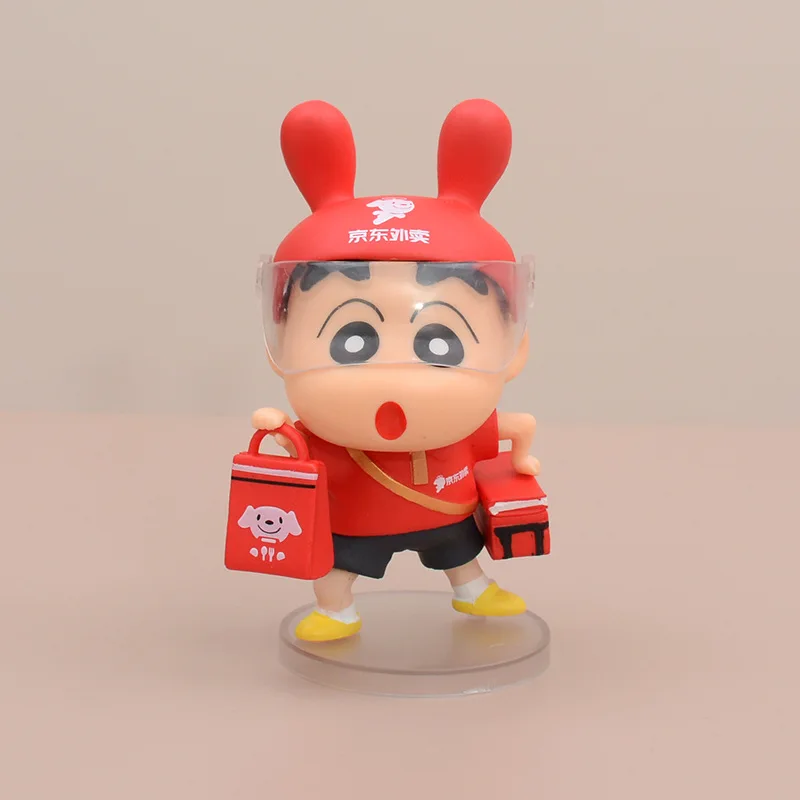 Figurines d'action Crayon Shin-Chan, 12cm, livraison rouge pour homme à emporter, décoration de voiture, modèle de poupée, jouets pour enfants, cadeau