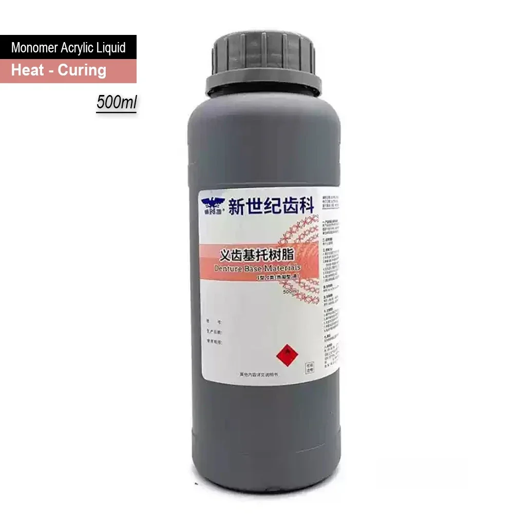 Self Heat Curing 500ml Dental Monomer Acrylic Liquid Denture Base Resin Liquid PMMA Dentistry Artificial Teeth Repair Materials