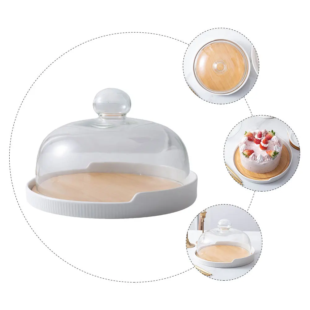 

1Set Glass Set Wooden Cake Tray for Dessert Baking Serving Premium Ceramic Wood Material Simple Elegant Design Baking