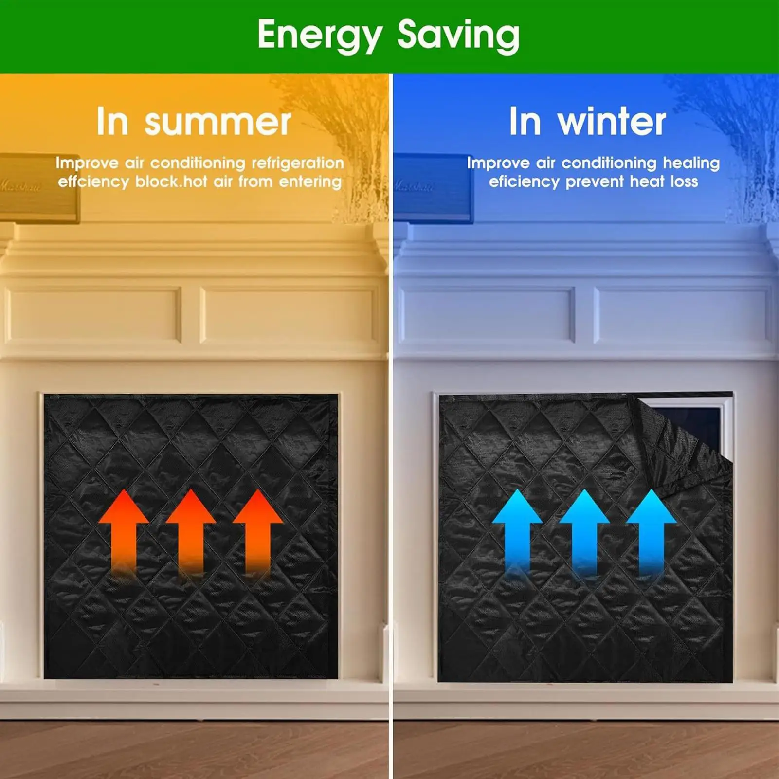 Fire Place Cover For The Living Room Magnetic Flue Blocker Cold Air Blocking Guard For Christmas Winter Summer Living Room