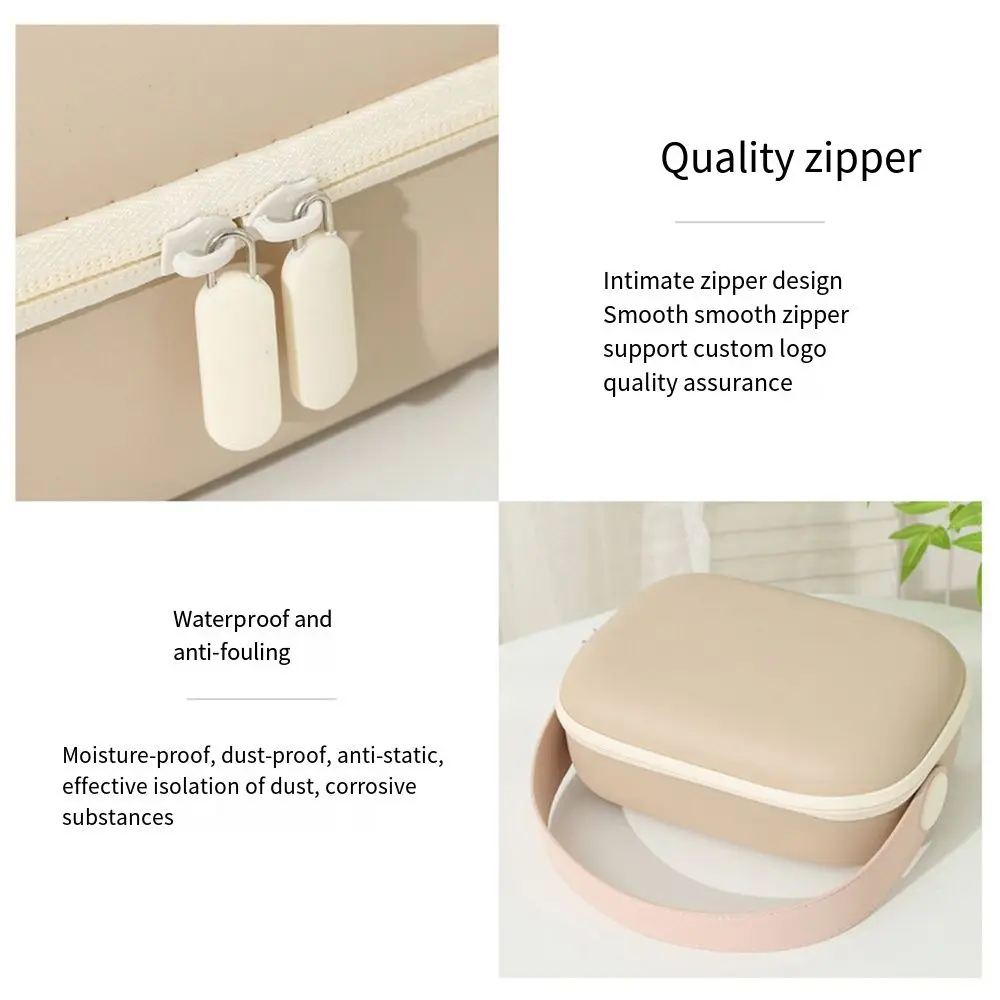 Simple Waterproof PU Cosmetic Bag Handle Candy Color Portable Tote Bag Multi-Functional Space Saving Make Up Pouch Bag Bathroom