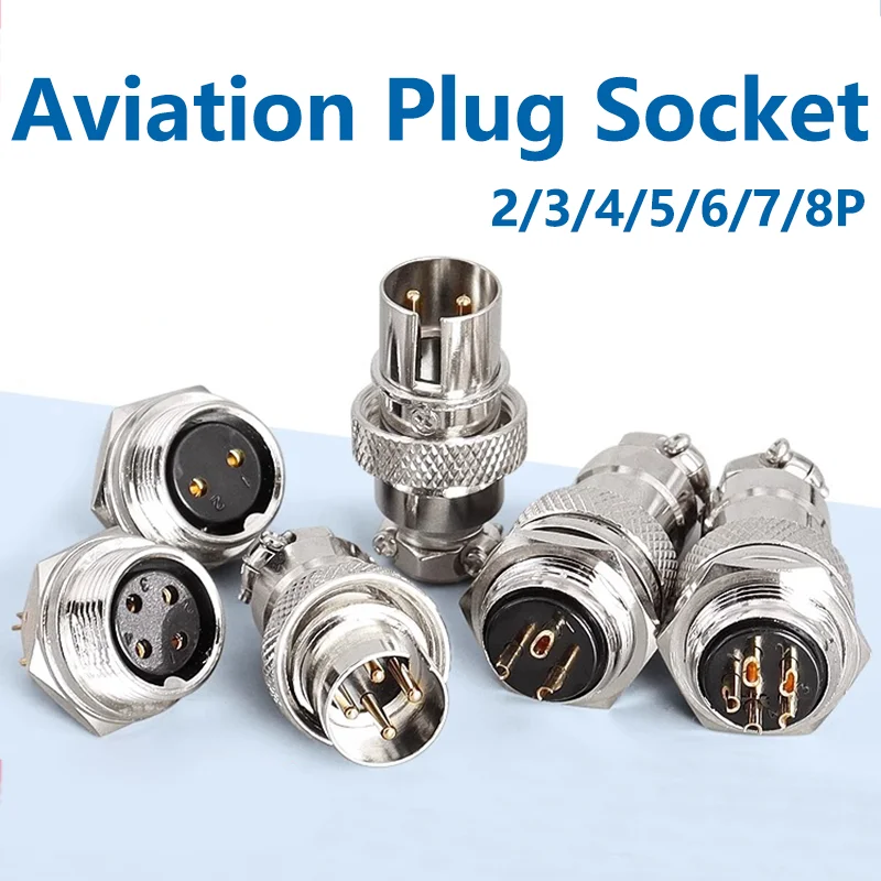 

GX16F 2 3 4 5 6 7Core8 Pin Plug Copper Goldplated Aviation Connector Male Plug Female Socket Reverse Mounted M16 Jack