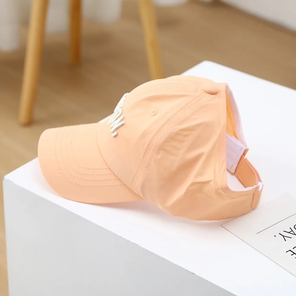 Korean Style Half Empty Top Hat Letter Embroidery Quick-dry Summer Sunhat Anti-UV Sun Hat No Top Beach Hat Children's Visor Hat