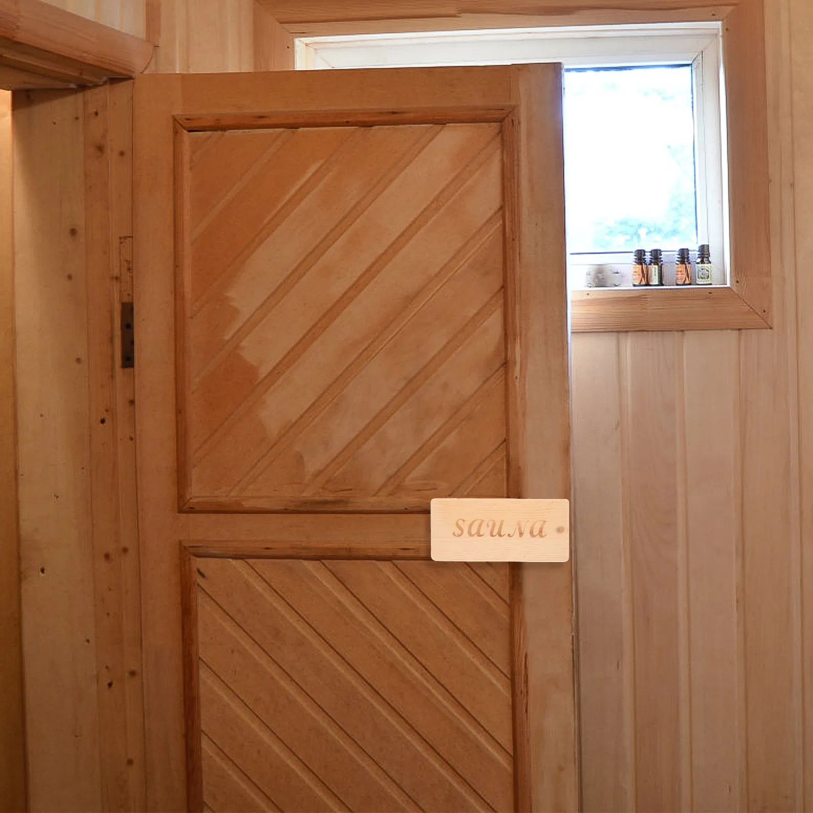 Wooden Sauna Door Handle Set Sturdy Heat Resistant Comfortable Grip for Steam Room Spa Replacement