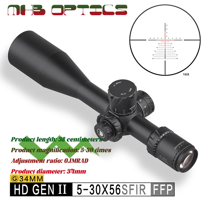 Discoverer Authenticity HD-5-30 * 56SFIR Hunting Rifle Sight Glass 34MM Bore ZEROSTOP Adjustment Button Closest Focus 25 yards