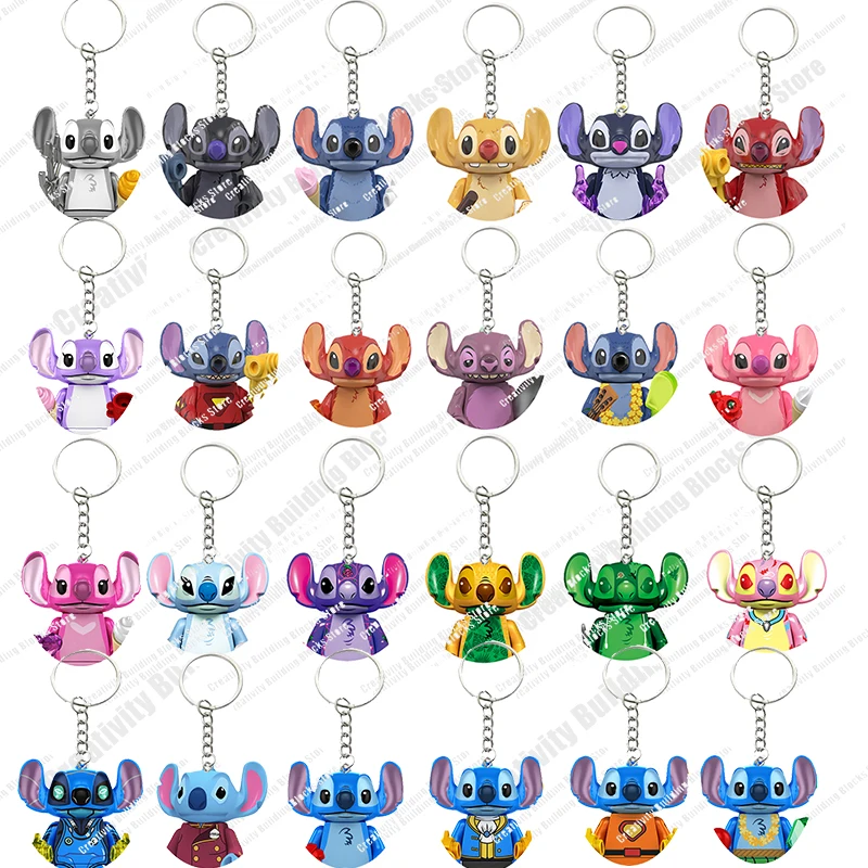 

New Disney Keychain Hot Series Classic Movie Bear Boy Girl 3D Model DIY Building Block Toy Model Children's Toy Gifts
