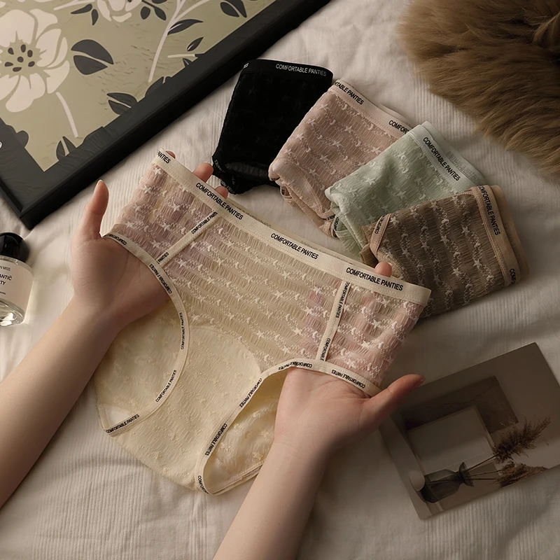 Roupa interior para mulher lingerie sexy calcinha conjunto pacote transparente linergie micro briefs renda triangular cuecas sem costura