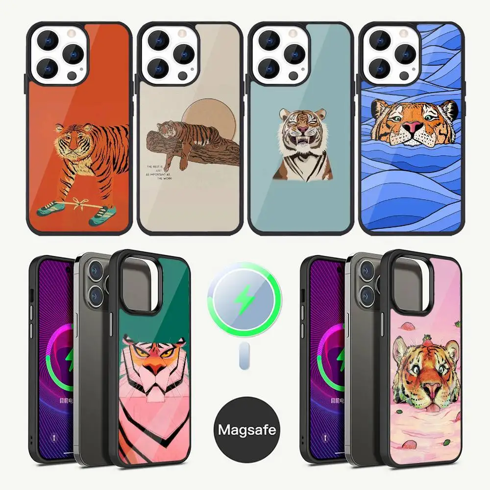 

Cute Little Tiger Phone Case For iPhone 17,16,15,14,13,12,11,Plus,Pro,Max Mini Magsafe Magnetic Wireless Charging