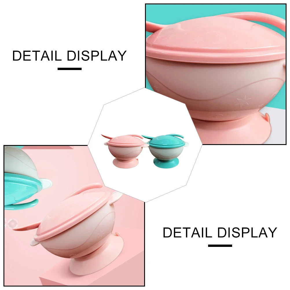 

2Sets Baby Suction Cup Bowls Feeding Tableware Training Bowls Non-Tip Durable with Lid Compact for Baby Food Feeding Tableware