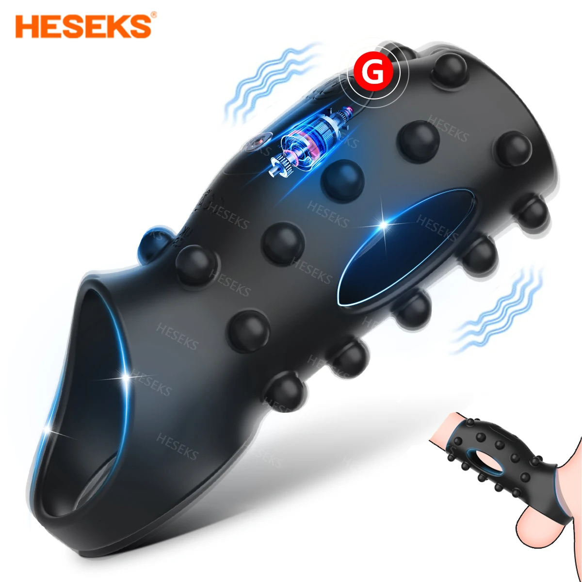 HESEKS Vibrating Penis Sleeve Cock Ring G Spot Stimulate Women Penis Ring Vibrator Delay Ejaculation Adult Sex Toys for Men 18+