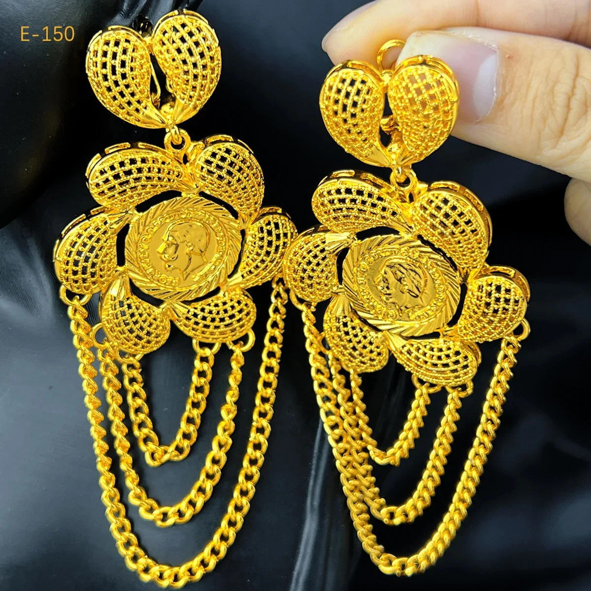 Dubai Gold Color Tassel Drop Dangle Earring For Wedding Party Jewelry Luxury African Arabic Indian Copper Long Hanging Earrings