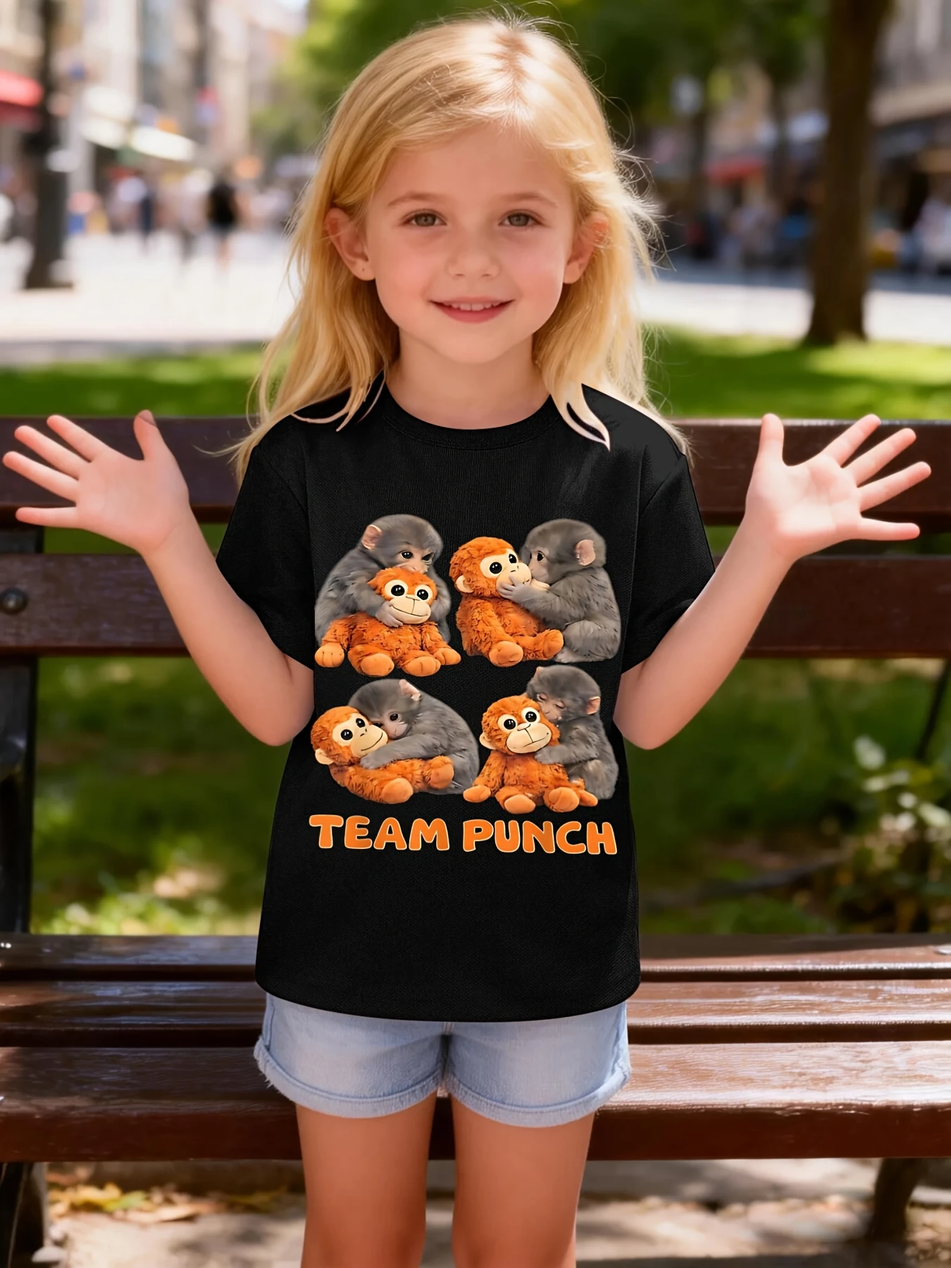 Team Punch Monkey Print T Shirt Boys Girls Cute Animal Short Sleeve Summer Tee Family Matching Kids Casual Cotton Daily Tops
