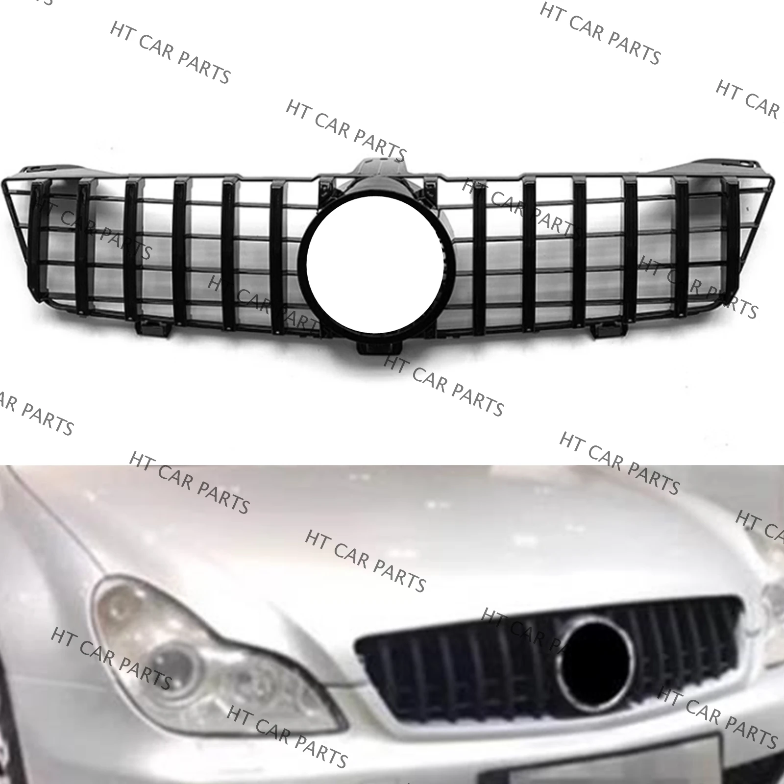 For Mercedes Benz CLS Class W219 CLS350 CLS500 CLS600 2008-2010 1 Piece Black GT Style of Front Bumper Grille Mesh Grill