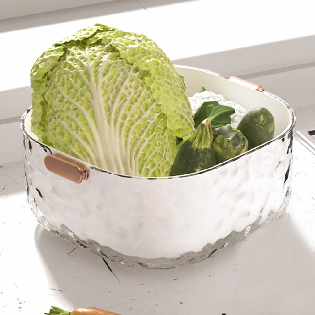 

2pcs Kitchen Drain Basket Large Capacity Vegetable Fruit Strainer MultiFunction Storage Basket Household Compact