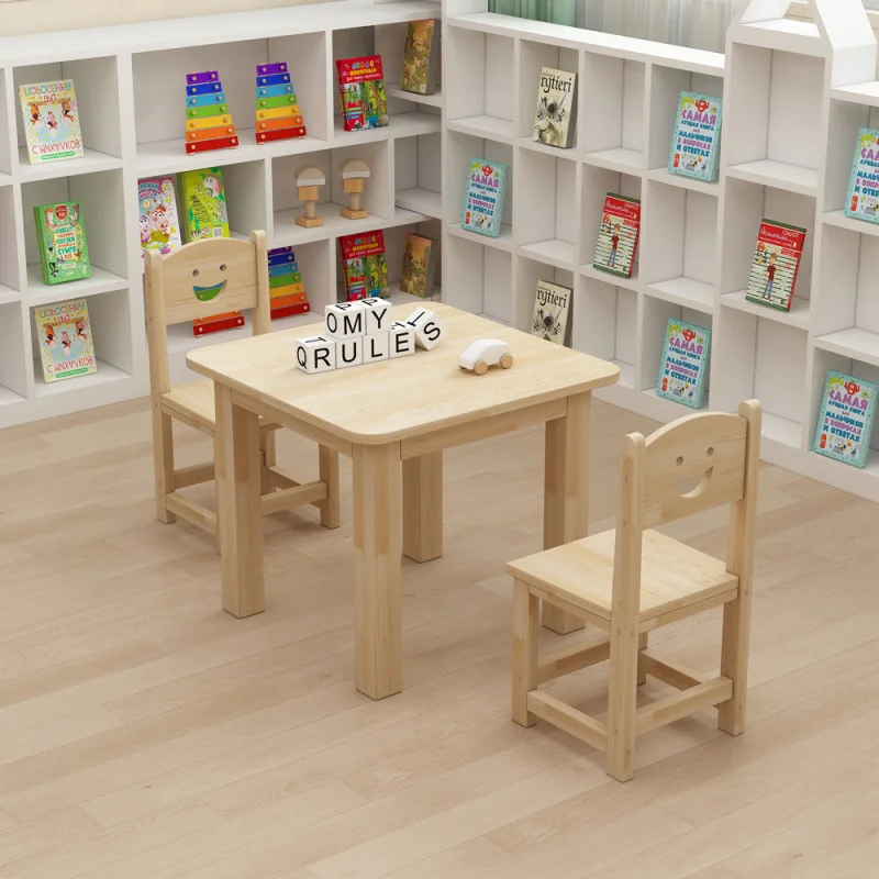 

Solid wood children's table and chair combination kindergarten baby early education learning desk manual reading writing table