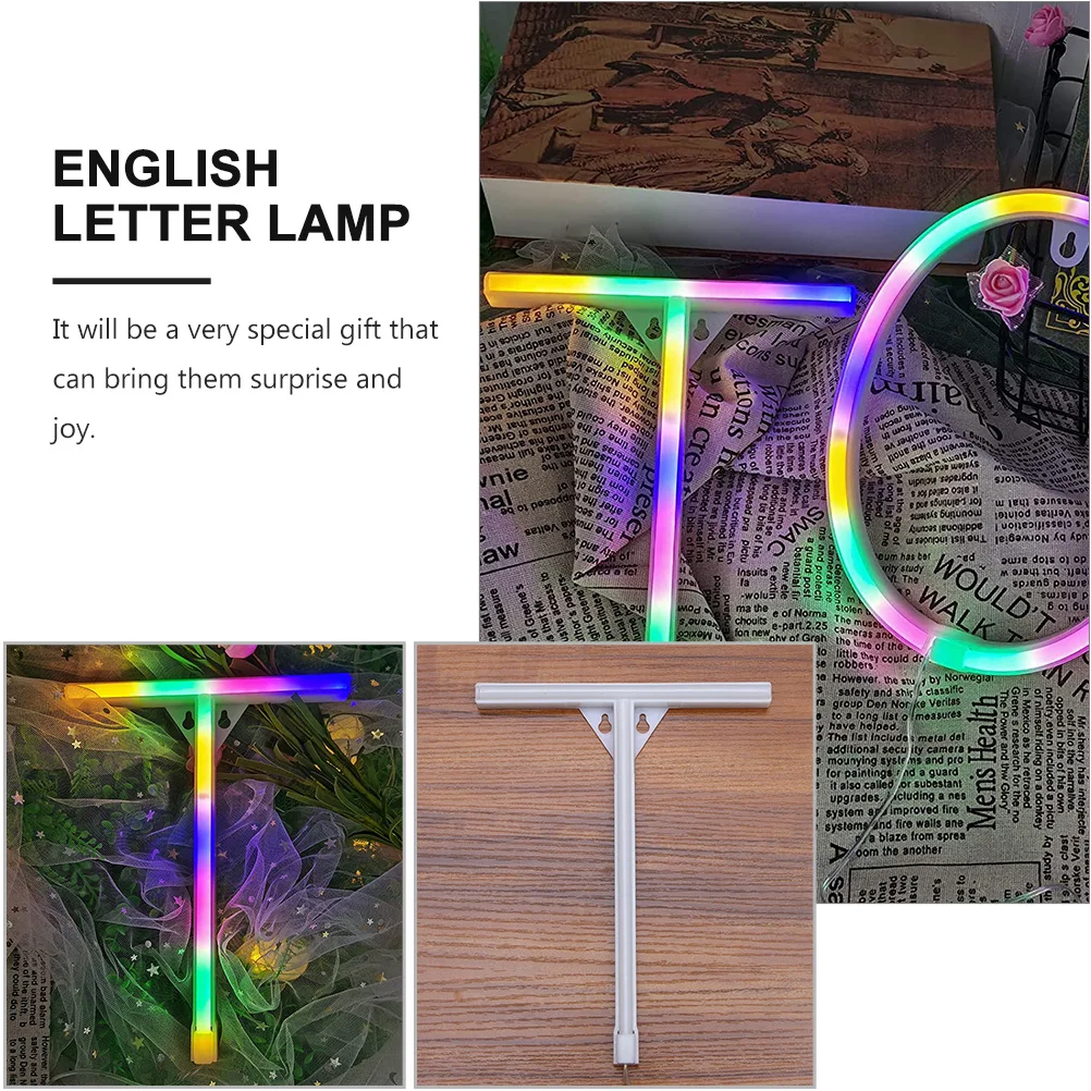 

1pc Led Colorful Letter Light Neon Lamp Decor Plastic Durable Decorative Led Light Party Room Window Shop Decoration Gift