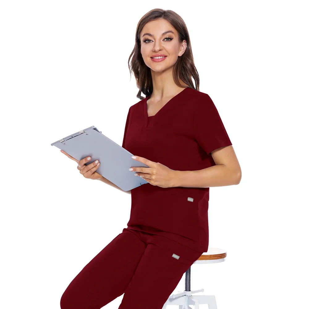 Uniforme chirurgica infermiera Scrub top donna manica corta camicetta da Jogging Pet Groming top Veterinaria abbigliamento da lavoro camicie oversize