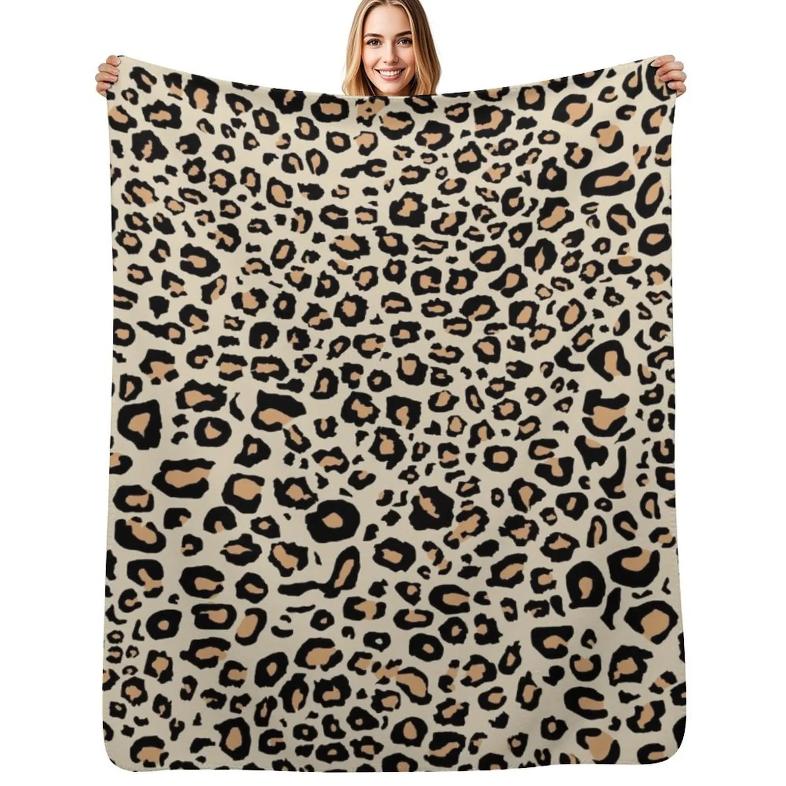 Leopard Animal Print Throw Blanket Men's Soft Warm Throw Blanket for Couch