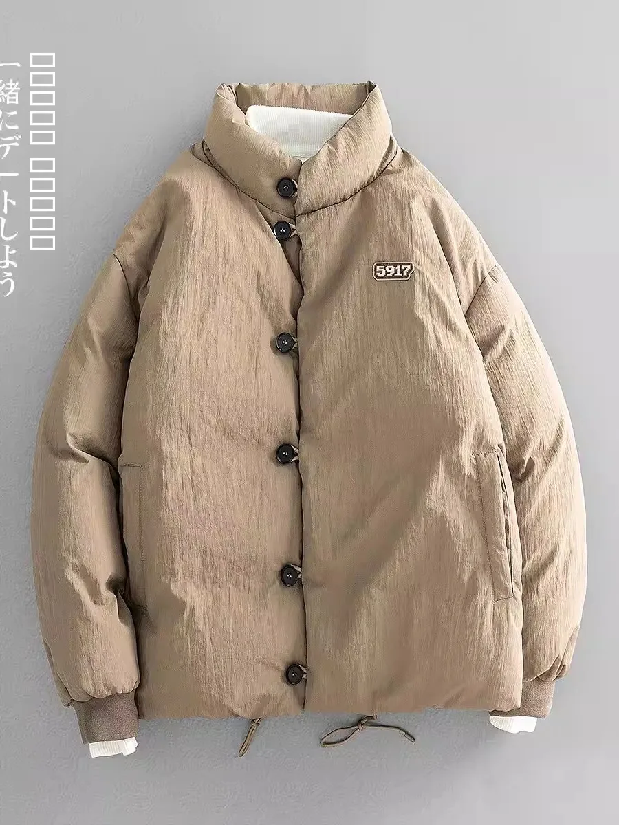 

Мужская зимняя теплая верхняя одежда из хлопка Thiened в стиле ретро в американском стиле, молодежная модная одежда-стойка с длинным воротником-стойкой све