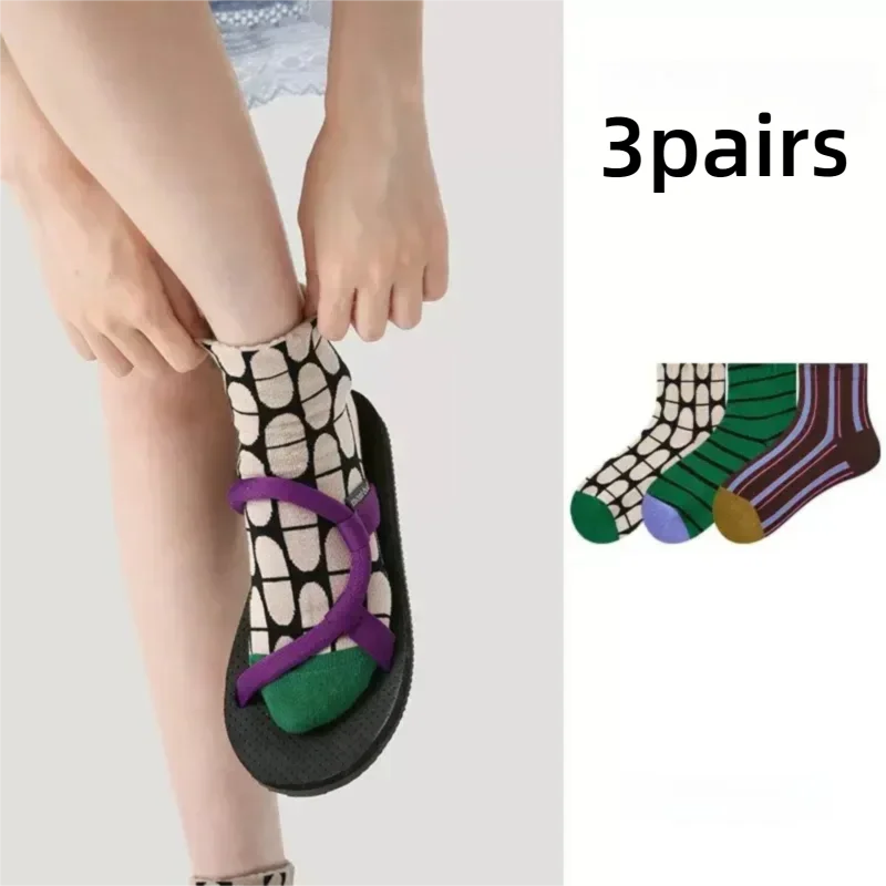 

Heye women's socks spring and summer new sports sweat-absorbing fashion contrast striped breathable low-top cotton socks