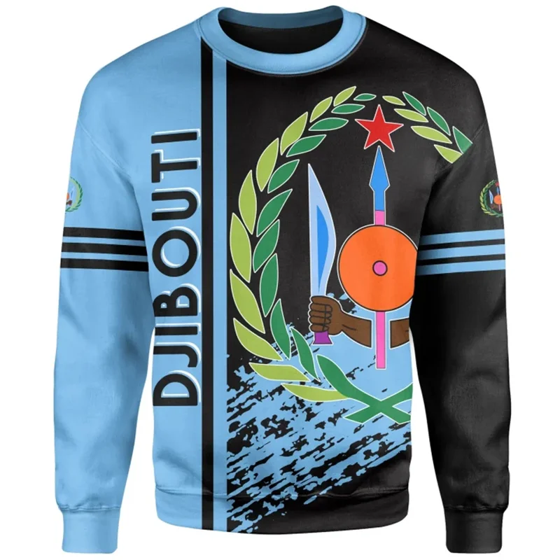 Djibouti Flag Map Graphic Sweatshirts For Men Clothes Fashion Women Sweater Male Streetwear Autumn Pullovers Boy Tracksuit Tops