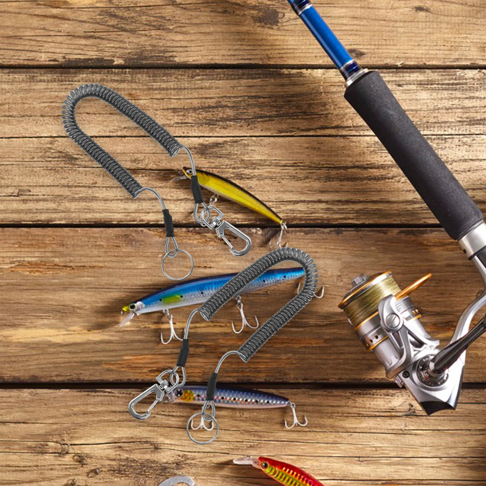 

3Pcs Retractable Elastic Coiled Lanyard Spring Rope Keychain for Fishing Kayak Tool Tether Heavy Duty Outdoor Use