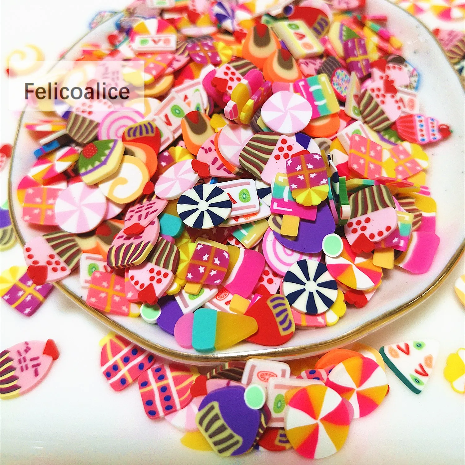 20g 5mm /10mm Liebe Polymer Clay bunte Herzen Frucht für DIY Handwerk winzige süße Accessoires verschiedene Designs – Detail 10