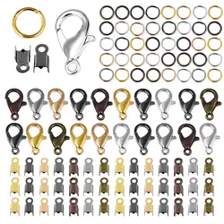 100pcs Metal Alloy Lobster Clasp Rings Connector Clasp Crimp End Beads For Bracelet Necklace Chains Jewelry Making Accessories