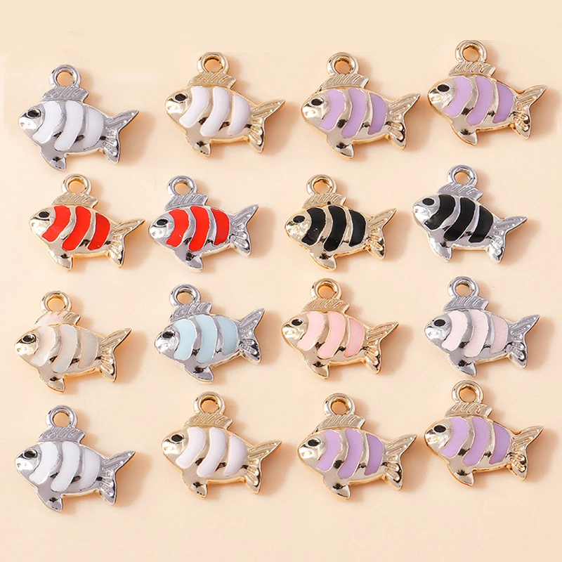 Leslie 10 Stück neue Cartoon bunte Herz Goldfisch Clown Fisch Charms Anhänger für Schlüsselanhänger Ohrringe DIY Schmuckherstellung Zubehör – Detail 18