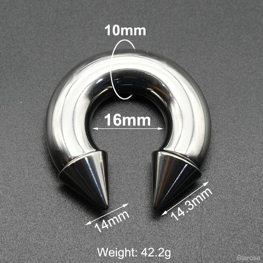0G Punk Spike Große Größe Innengewinde Edelstahl Kegel Kreisförmige Barbell Piercing Septum Nasenring Hoop Helix Ohrringe – Detail 12