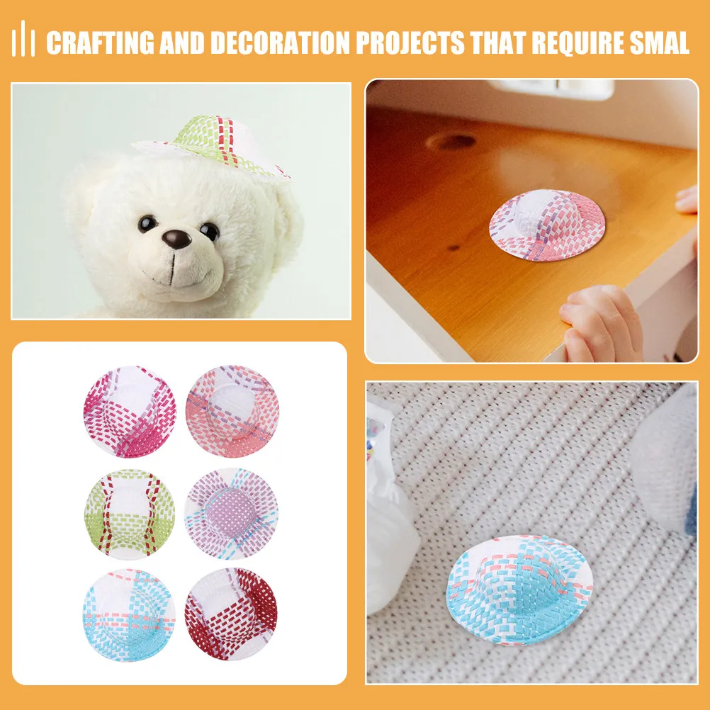 12Pcs Mini Woven Hats Small Mini Craft Hats 5Cm Colorful Striped Hat Props for DIY Crafts Decoration and Photo