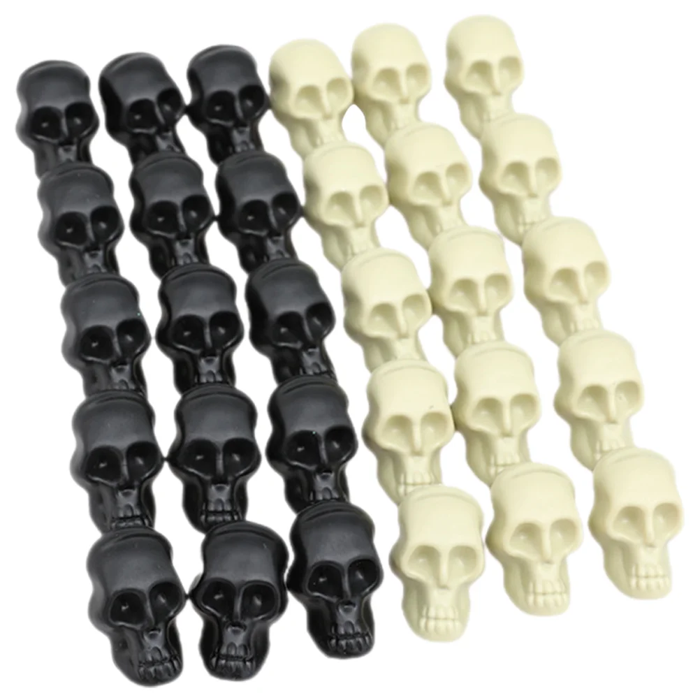 30 Pcs Halloween Skull Decor Small Plastic Creepy Skulls Mini Head Venue Setting Props Crafts Adornment