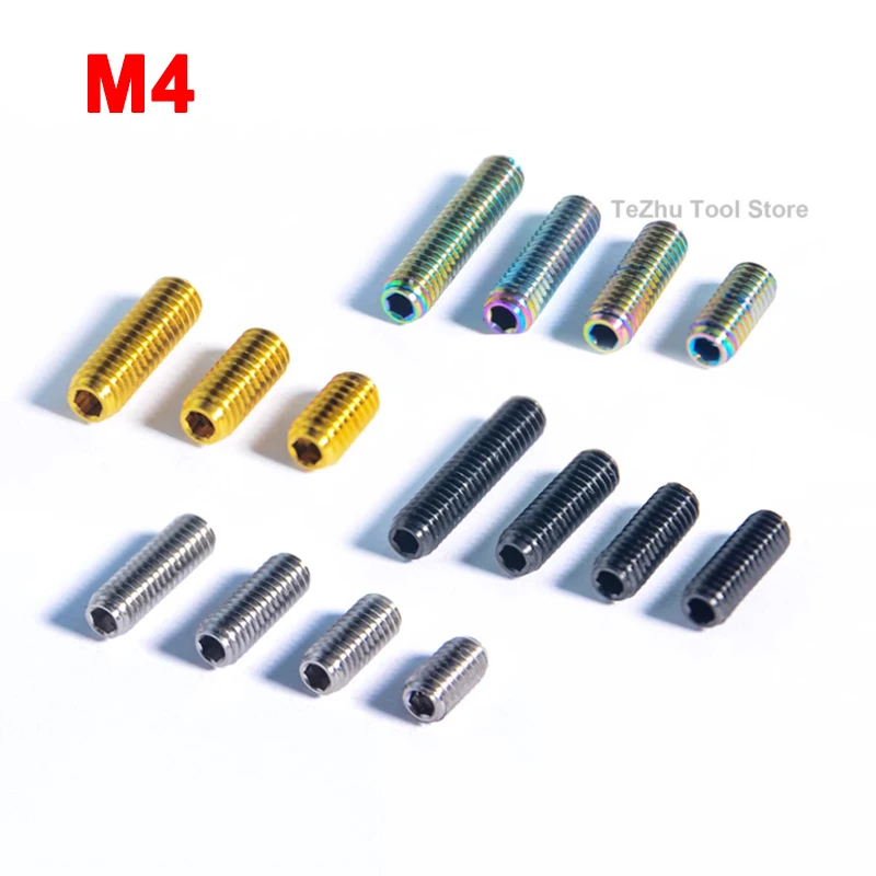 Titanium Alloy Screw, M4x8 10 12 13.5 15 18mm Headless Machine, Top Wire, Bicycle Transmission, H/L Adjustment Screw