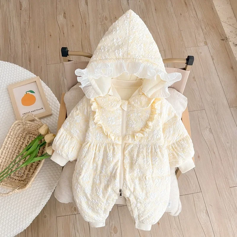 

Snow Jacket Newborn Infant Baby Girls Winter Warm White Duck Down Long Sleeve Padded Romper Jumpsuit Girls Kids Jackets 0-2 Y