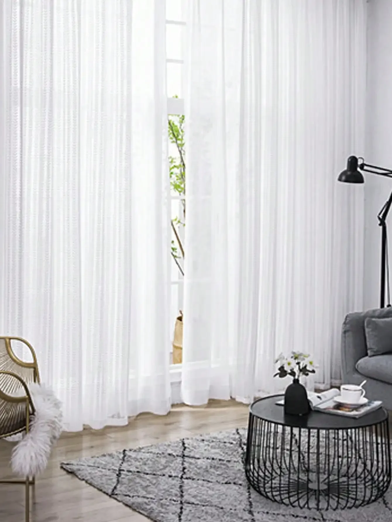 

2025 Door Curtain Curtain For Living Room And Bedroom Luxury Treatment 1PC Simple Modern Double-row Leaf Gauze