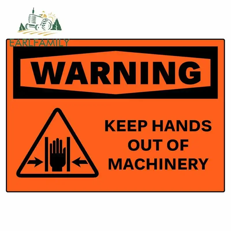 

EARLFAMILY 13cm x 9.1cm Machine Safety Signs Warning Decal Waterproof Sunscreen Custom Car Stickers Waterproof Graphics